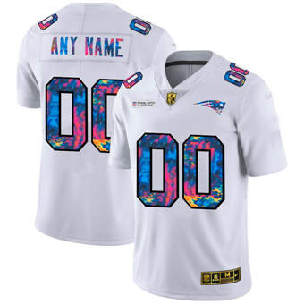 Men's New England Patriots 2020 ACTIVE PLAYER Customize White Crucial Catch Limited Stitched Jersey